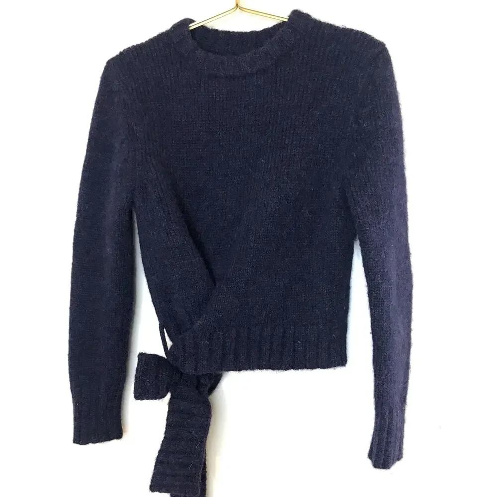 Ajaie Alaie  Purple Wrap Sweater XS Crew Neck Alpaca Wool